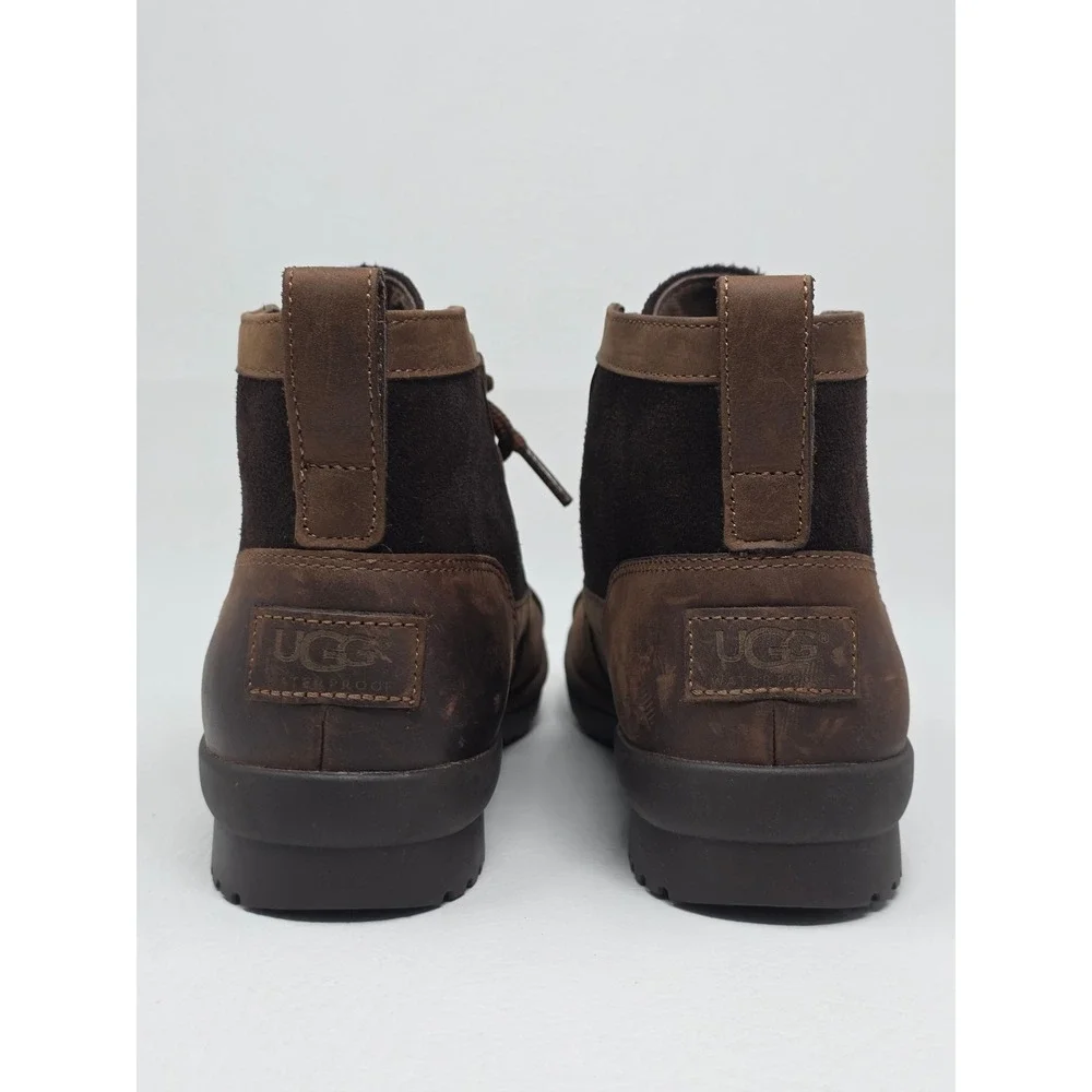 UGG Cecile Waterproof Duck Boots Stout Brown Leather Lace Up 1095156 Womens Sz 7
